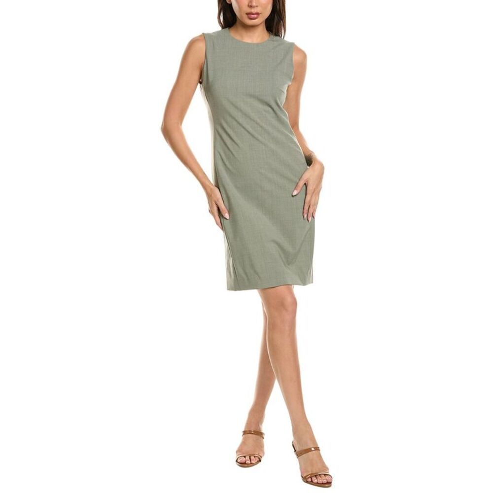 Theory Womens Fitted Wool-Blend Mini Dress, Brown